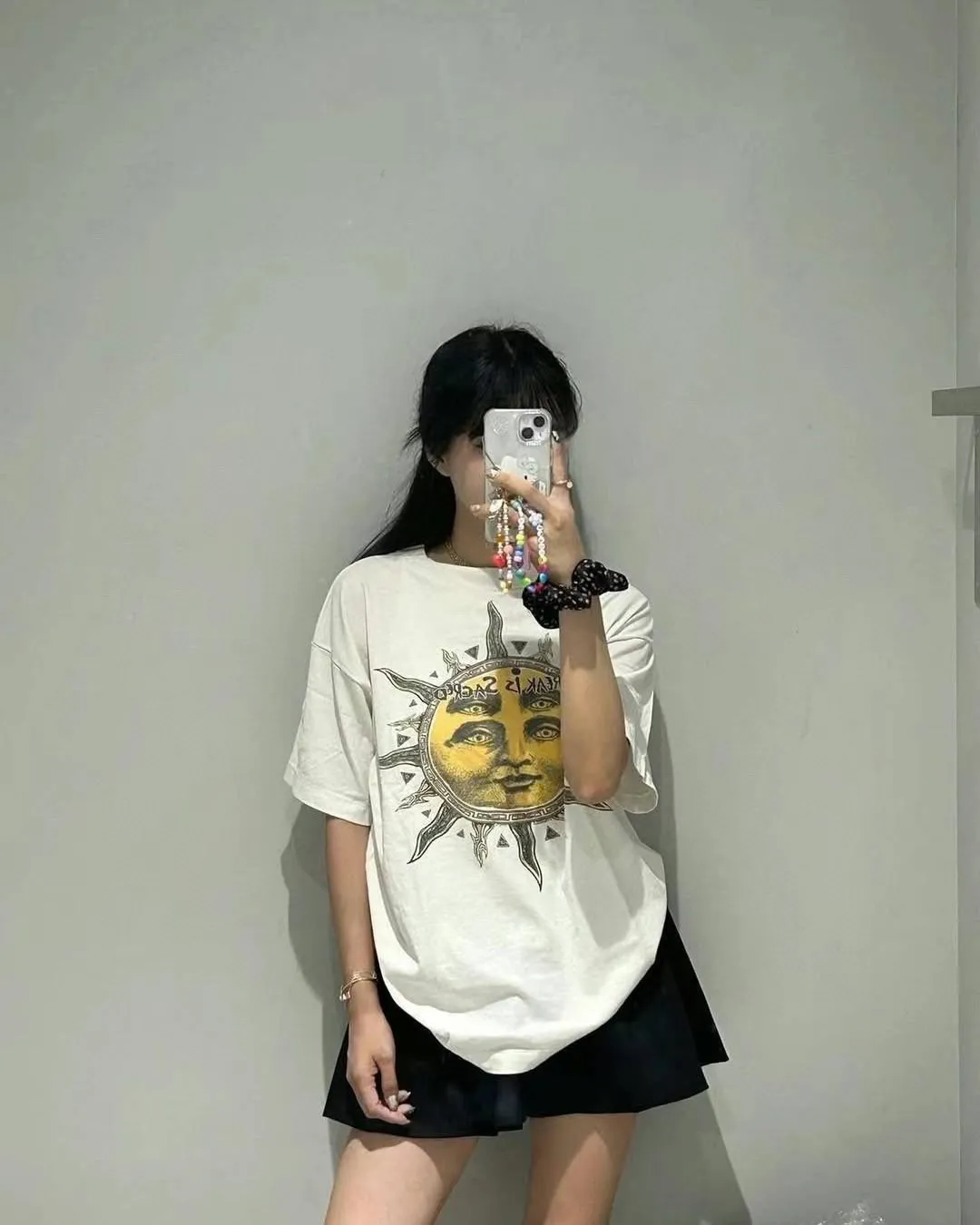 CACTUS PLANT FLEA MARKET x SAINT Mxxxxxx SUN SS TEE/WHT CPFM joint model Four-eye sun printed short sleeves Off-white S-XL Cylindrical fabric without side seams 220g high weight OE yarn ⚠️Note: It is almost meaningless if it is not a cylindrical fabric Customized CPFM joint main mark/wash mark/little angel anti-counterfeiting label Original-level printing factory Top purchasing level